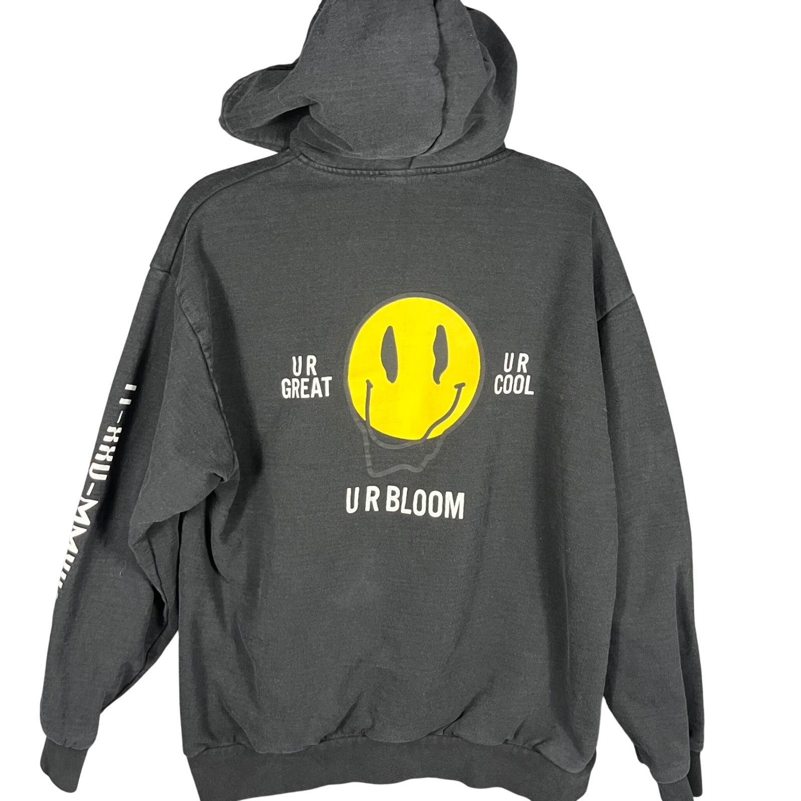 Bloom By Anasala  Co Hoodie Mens M Black Graphic Smiley Streetwear Sweatshirt